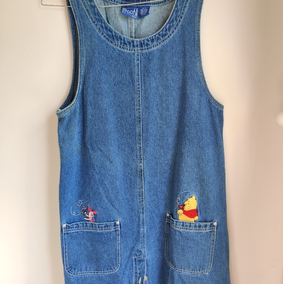 Disney | Dresses | Vintage Pooh Disney Denim Dress | Poshmark